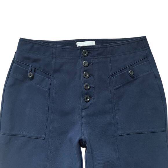 Anthropologie Bryson Tapered Button Fly Ankle Trouser Pants Navy 8 - Picture 5 of 9